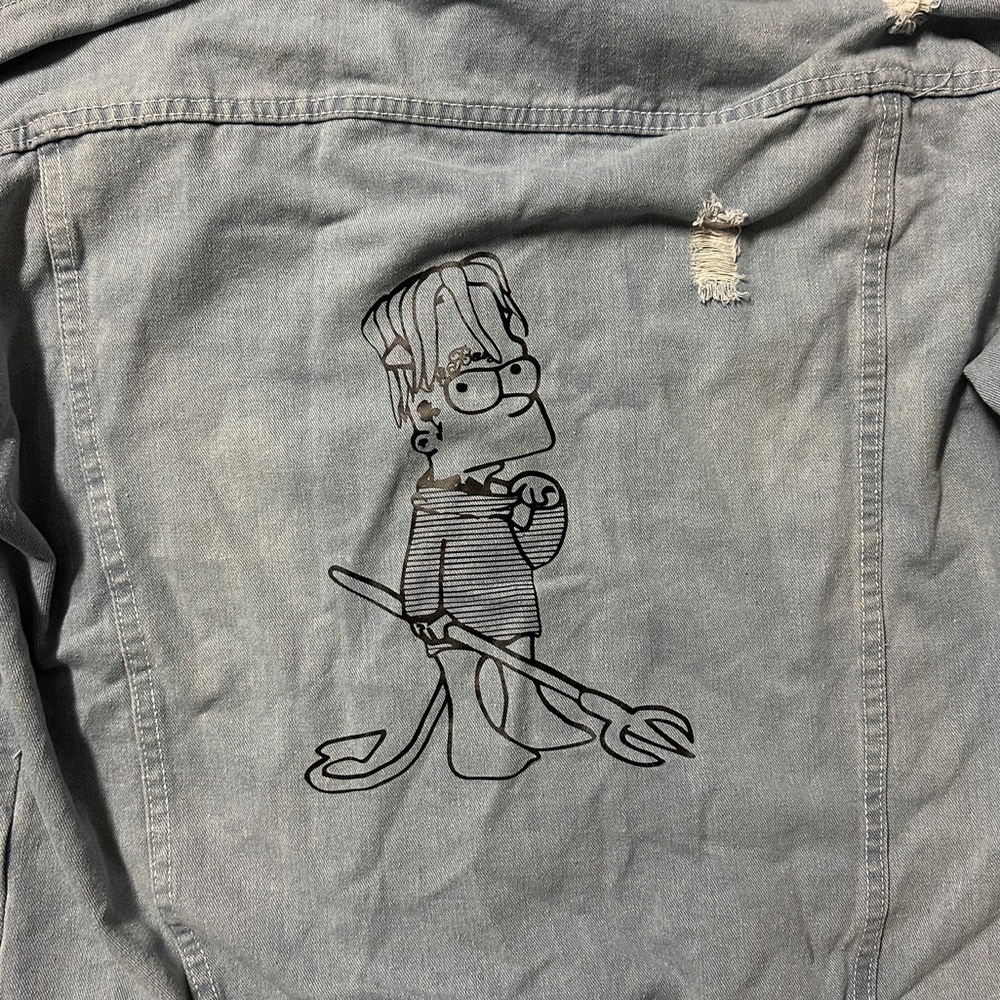 Hoodie Denim Jacket Sweatshirt - Picture 10 of 15